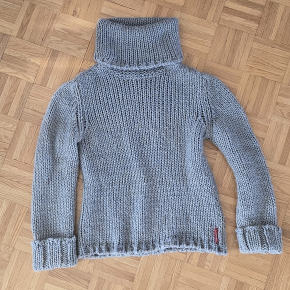 Miss Sixty Wool Alpaca Knit Turtleneck Sweater Taupe Grey Small - Picture 8 of 15